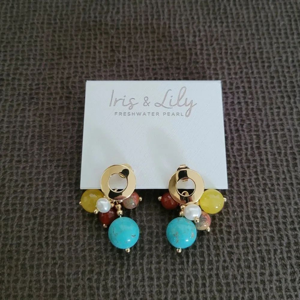 Iris & Lily Cluster Dangle Earrings